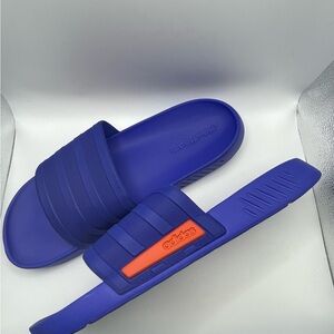 Adidas Royal Blue Slides with Orange Detail